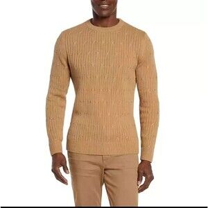 NWT Express Men's Cable Knit Sweater Size Large Pecan/Tan